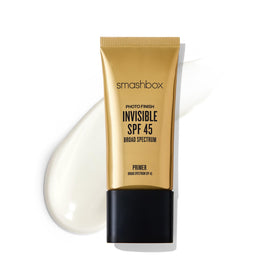 Smashbox Photo Finish SPF 45 primer packshot highlights protective formula for longer makeup wear.