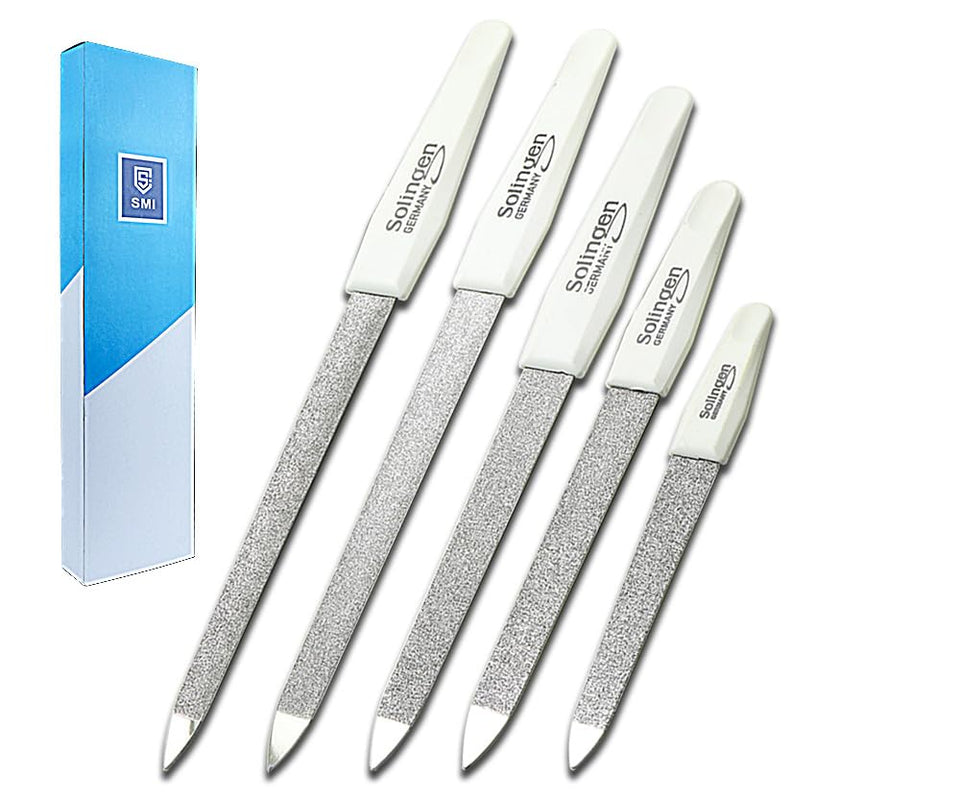 SMI Solingen sapphire nail file set with six pieces for precise shaping.
