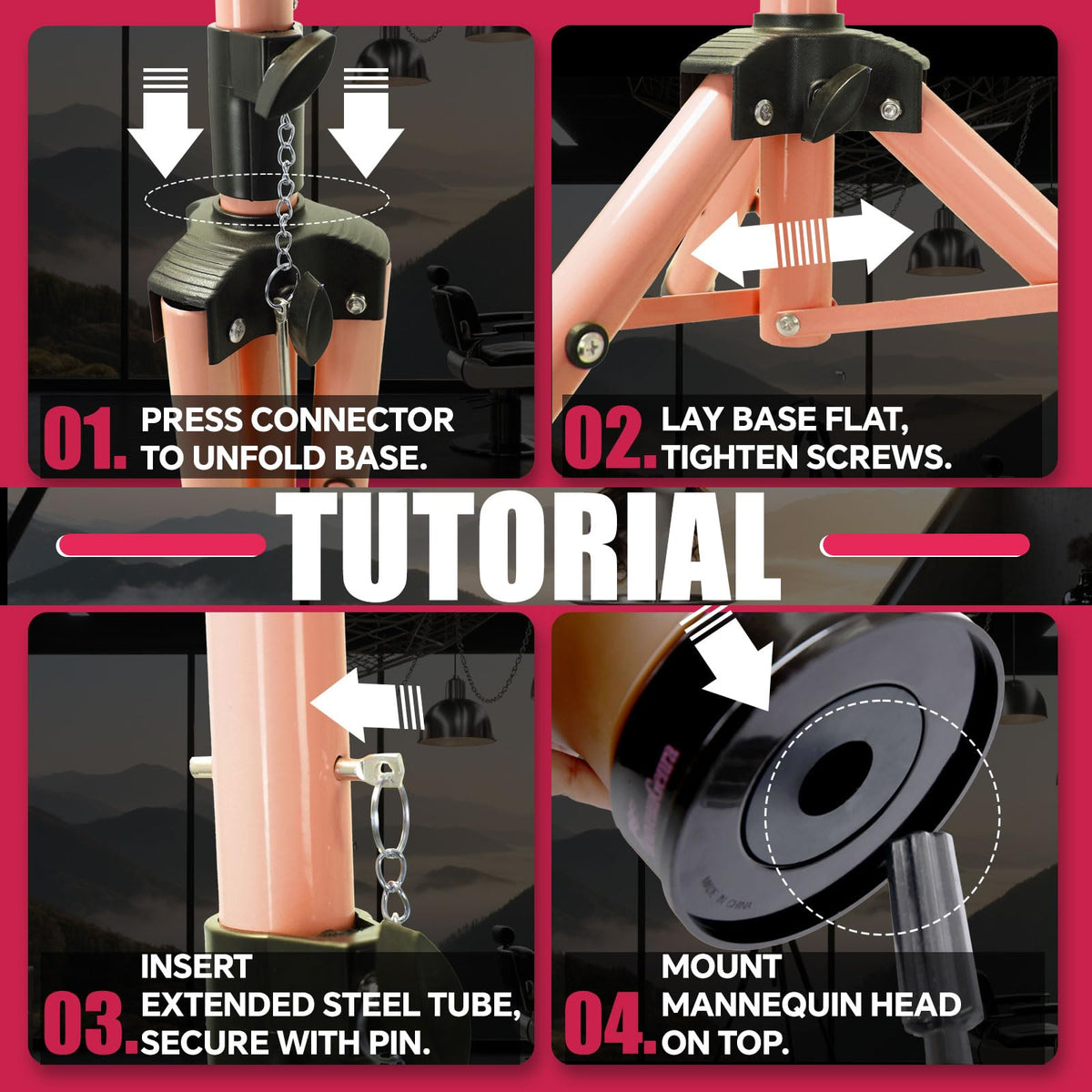 Smilco foldable mannequin head stand with portable carrying design.