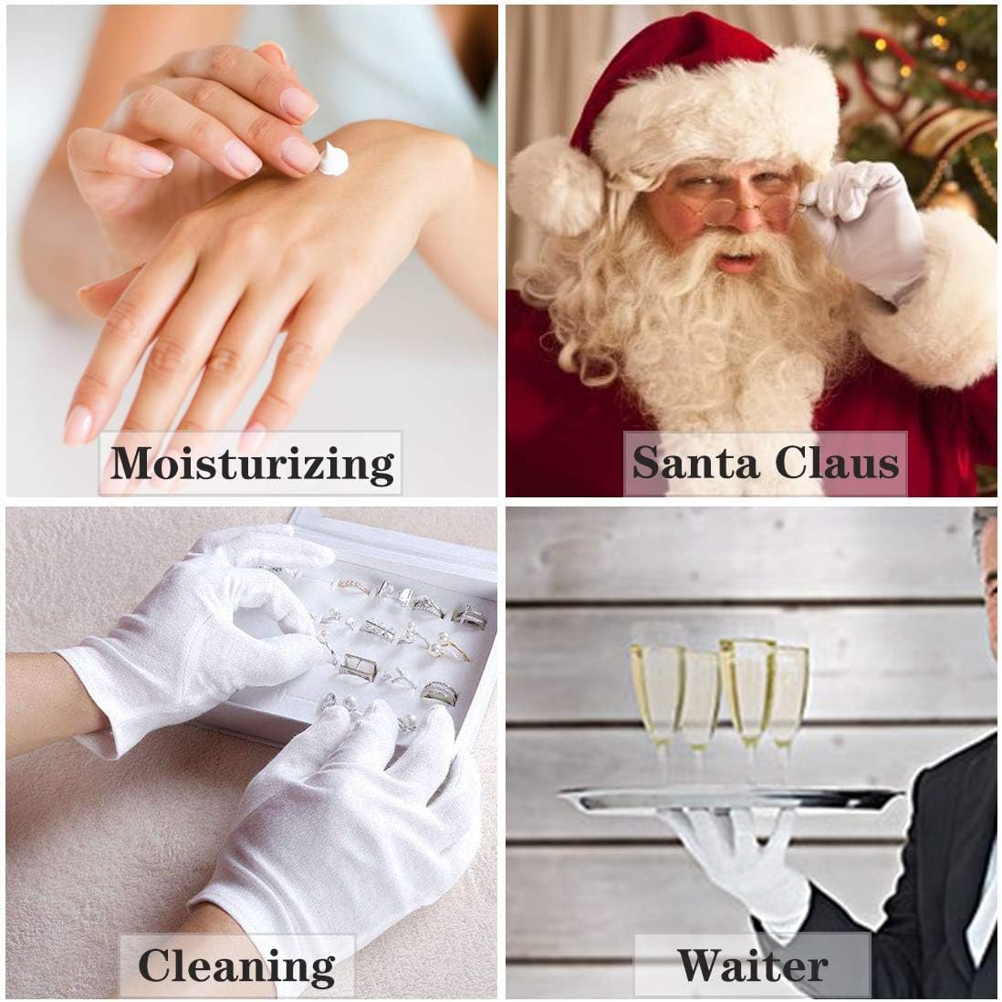 Smilco gloves white packaging label with size and care guidance.
