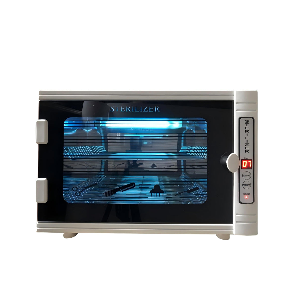 Smiledt autoclave door open showing clean, organized loading.
