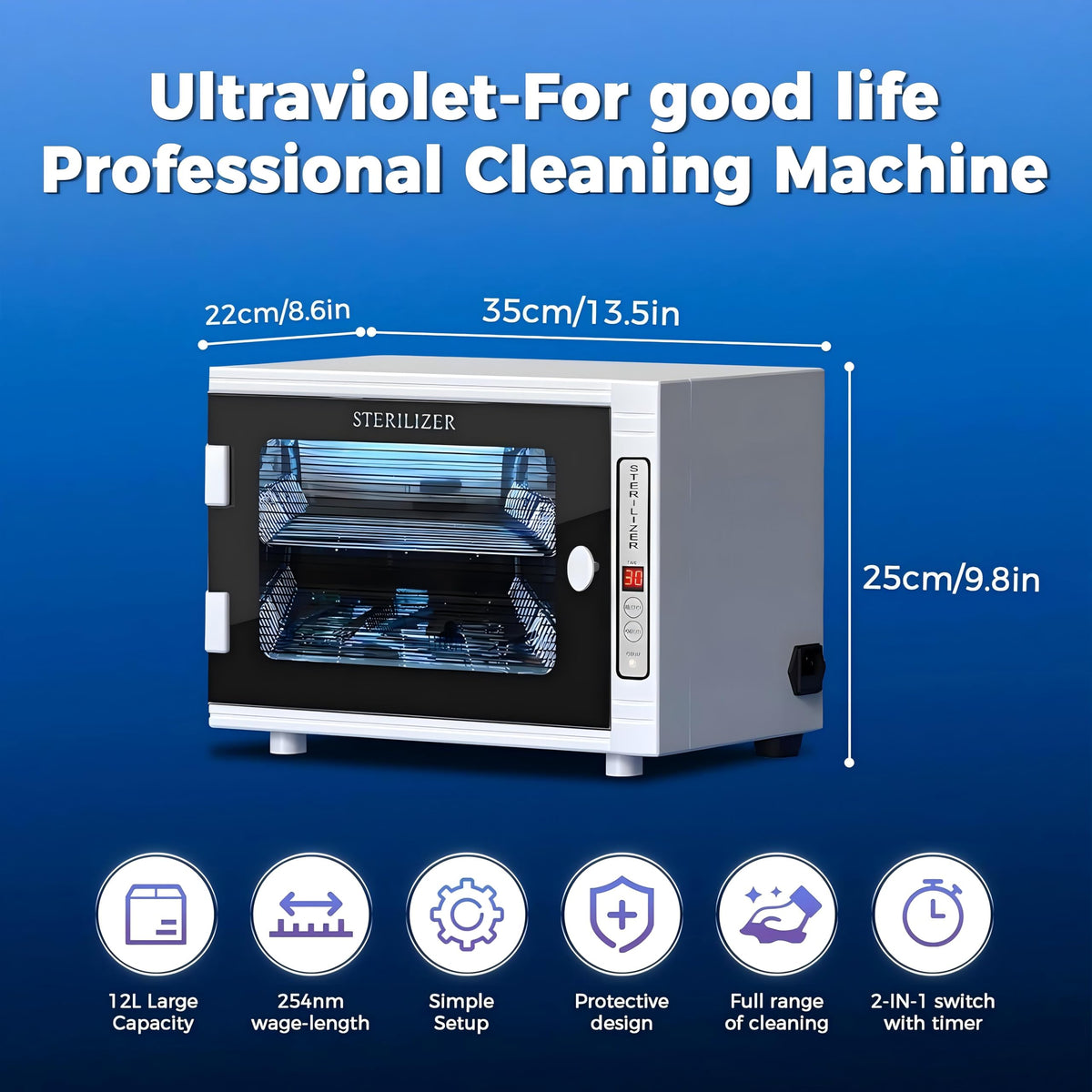 Smiledt 12L autoclave timer settings for customized cycles.