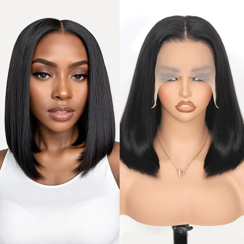 Smilenice 210% density full lace bob wig front view with natural volume