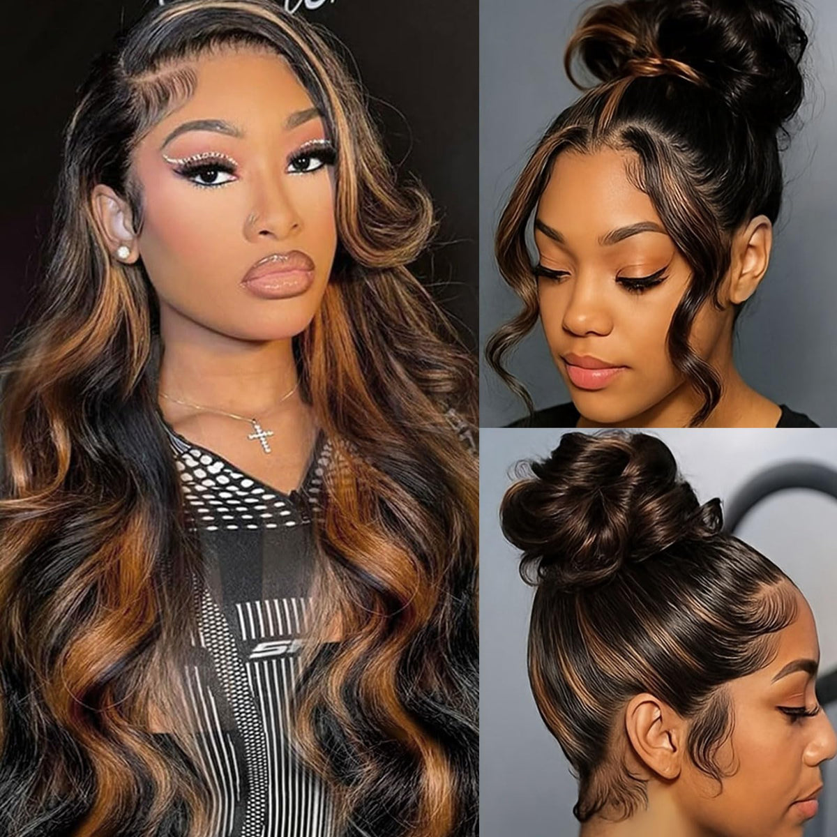 Smiles Grins 360 lace front wig with 1B/30 balayage highlight for natural warmth