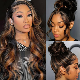 Smiles Grins 360 lace front wig with 1B/30 balayage highlight for natural warmth