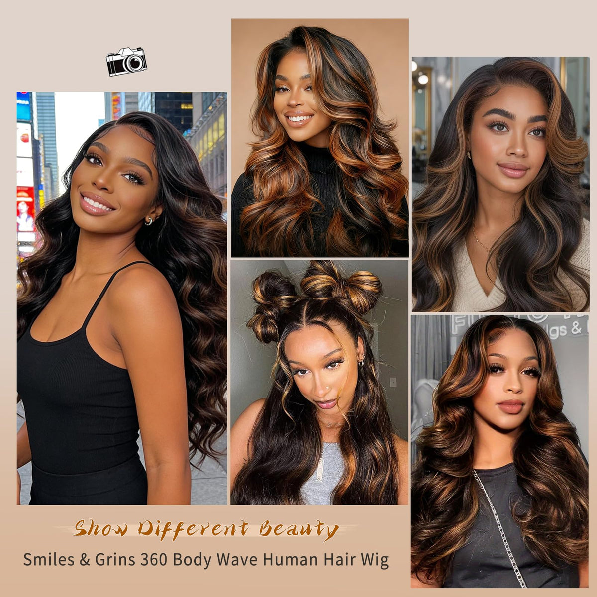 Smiles Grins 360 lace front wig suited for weddings and holidays