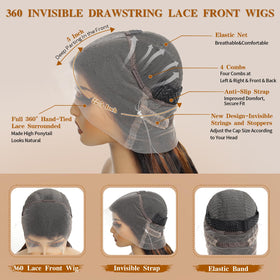 Smiles Grins 360 wig with invisible drawstring and four combs for stability