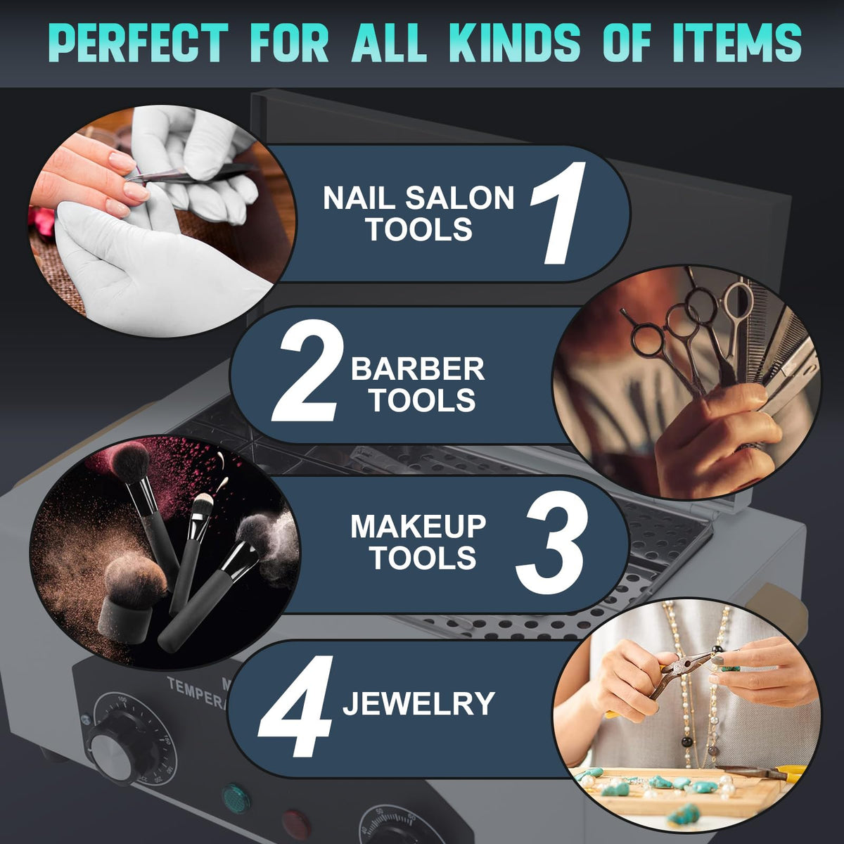 Smith Chu salon barber equipment cleaning box with tools ready for cleaning