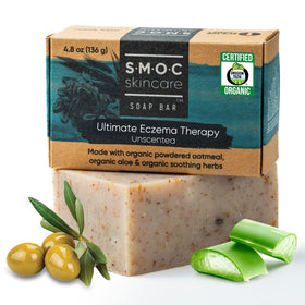 S.M.O.C. Skincare certified organic eczema soap bar unscented for sensitive skin.