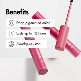 Smooche Lip Stain Watermelon Sugar full lip look with bold color