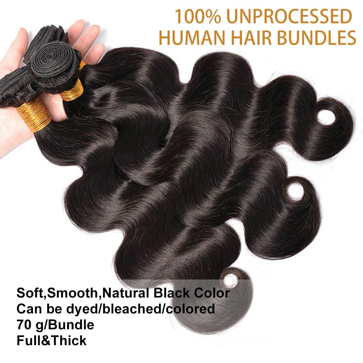 Smoothair body wave bundle 20-inch reveals bouncy waves with durable double-weft construction.
