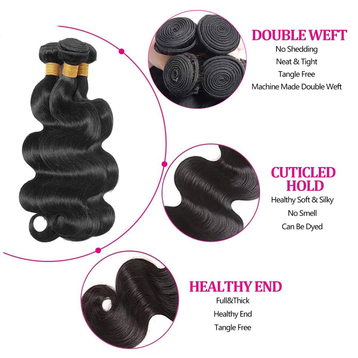 Smoothair body wave bundles 16-inch weft highlighting full density and bounce.