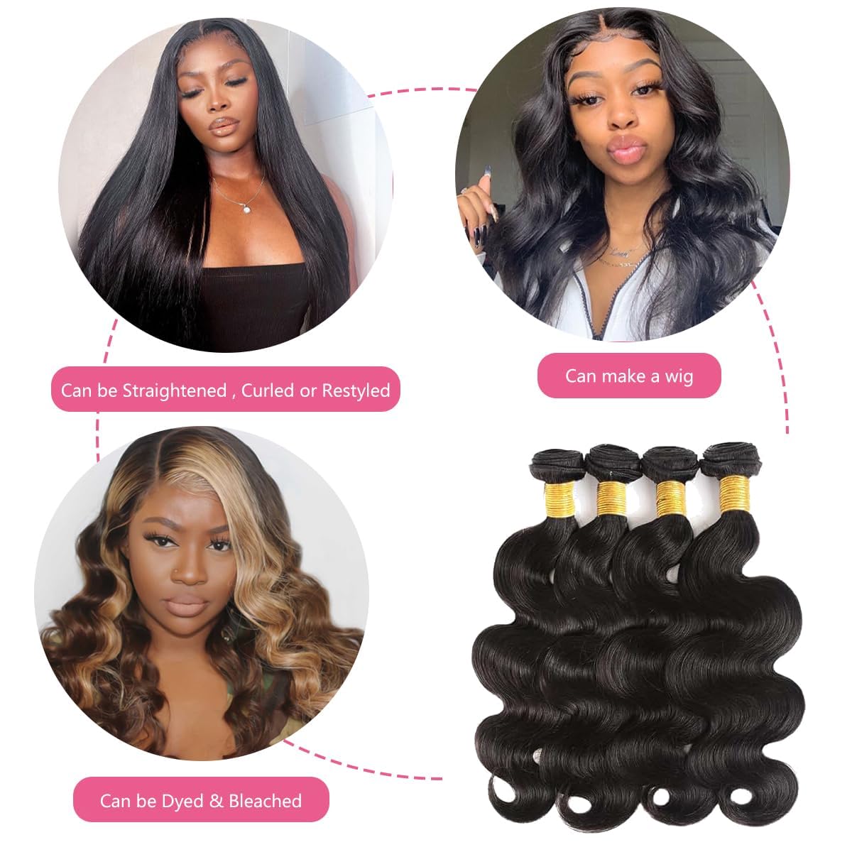 Smoothair body wave bundles 18-inch double-machine weft for durable wear.