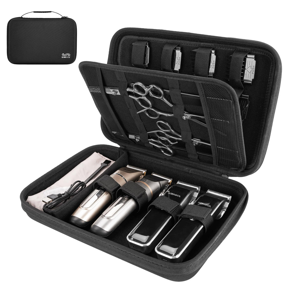 SMYV barber bag case open shows organized interior for clippers