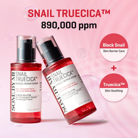 Texture closeup of SOME BY MI Snail Trucica Serum on skin for hydration.