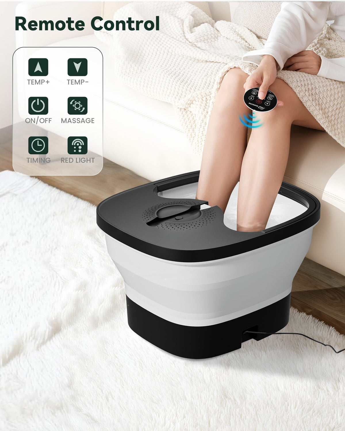 Snailax collapsible foot spa design for compact storage.