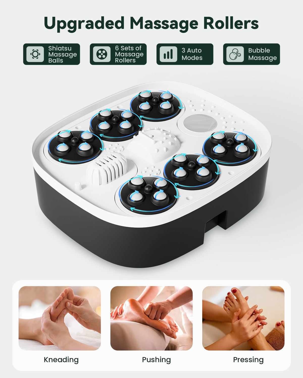 Snailax foot spa massager Shiatsu rollers soothe arches and tired feet.