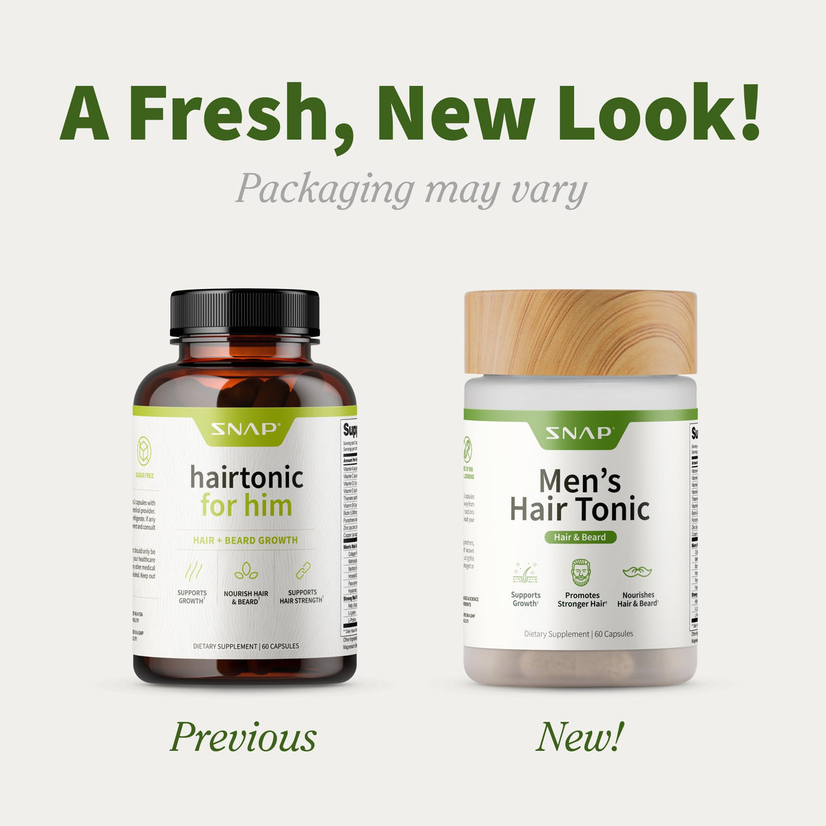 Snap Supplements Hair Growth Supplement bottle back with label details for informed use