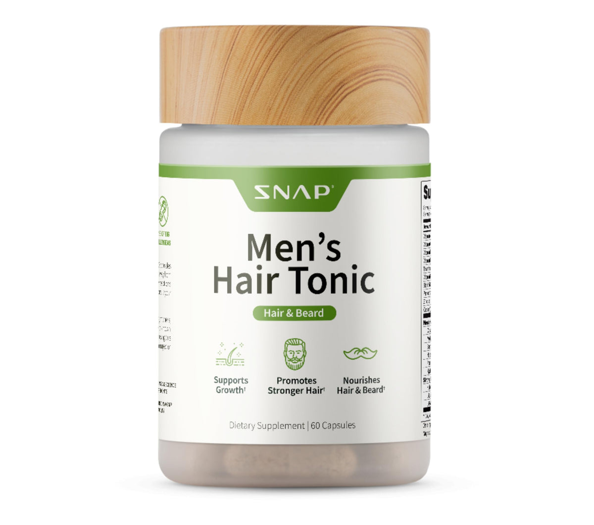 Snap Supplements Hair Growth Supplement bottle front for hair and beard growth support
