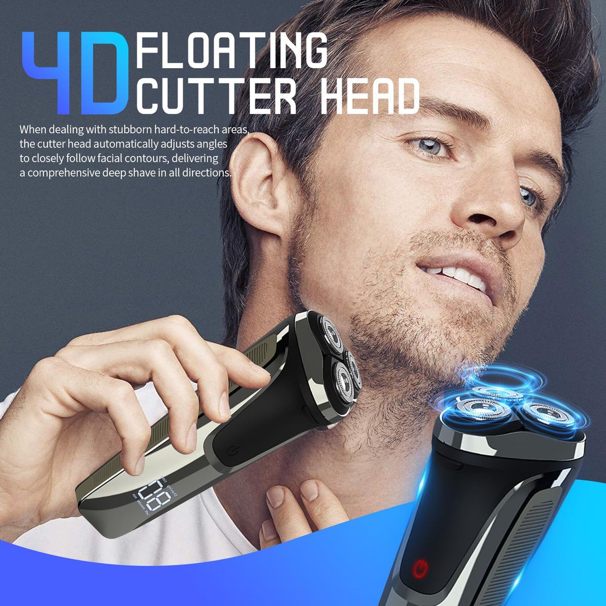 Snapbuy electric razor 4D blades system close-up