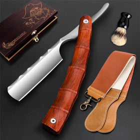 SNBNX professional straight razor kit with brown handle for precise, comfortable shaves at home