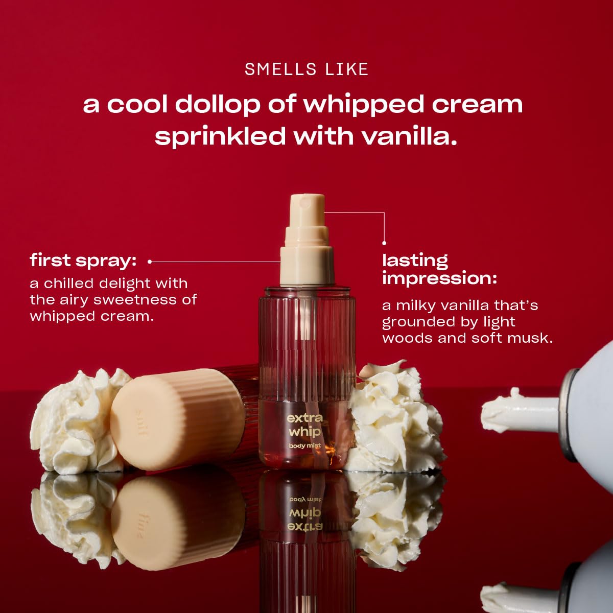 Snif Extra Whip mist on hands demonstrates quick dry and skin friendly application.
