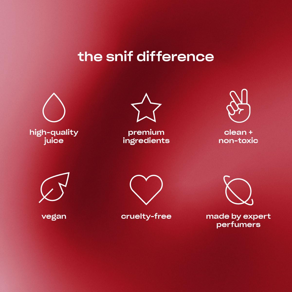 Snif Extra Whip packaging emphasizes vegan cruelty free formula.