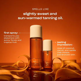 Snif Spray Tan Body Mist in action on the arm, quick-drying and easy to layer.