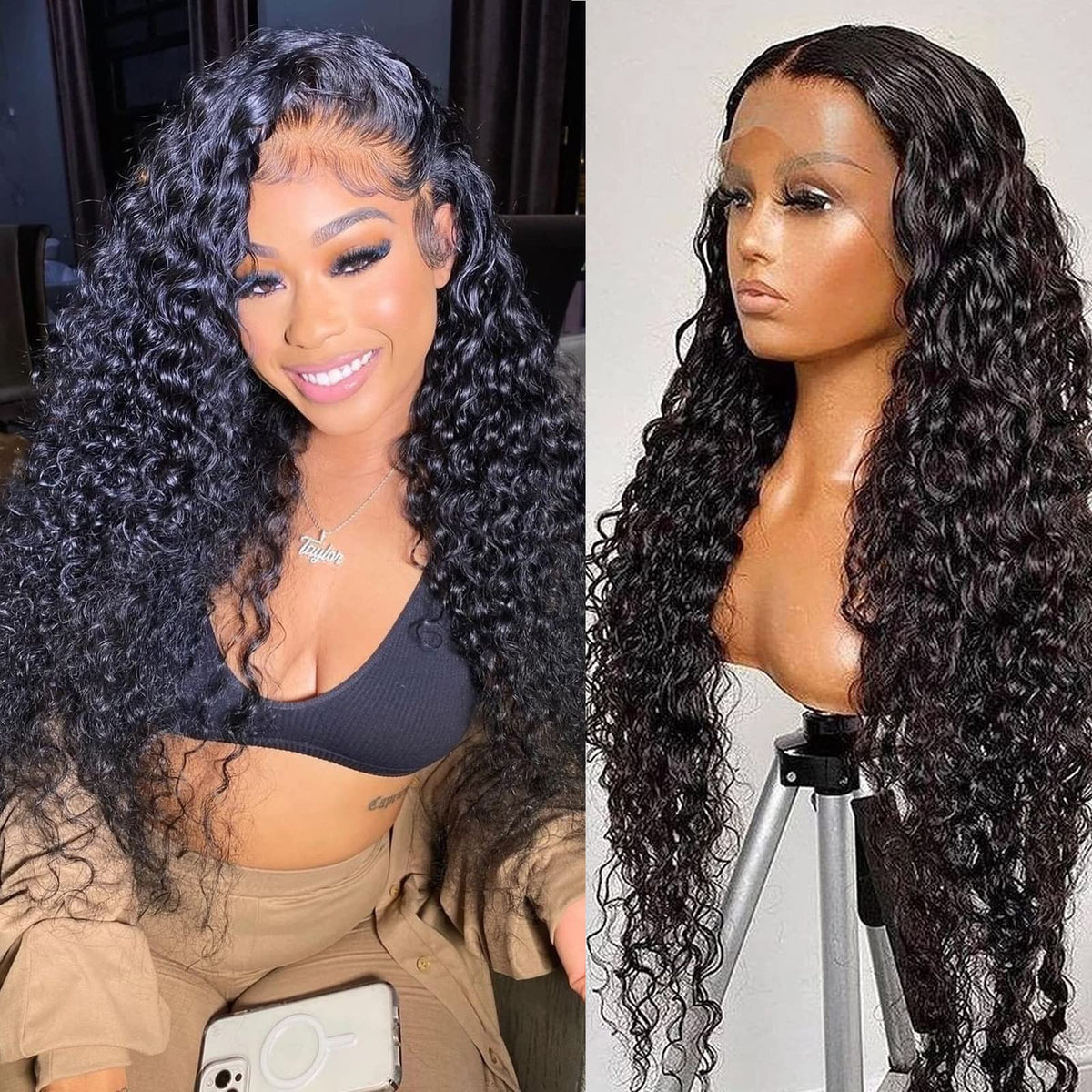 SNJON 13x6 HD lace front wig with water wave texture for natural daily wear
