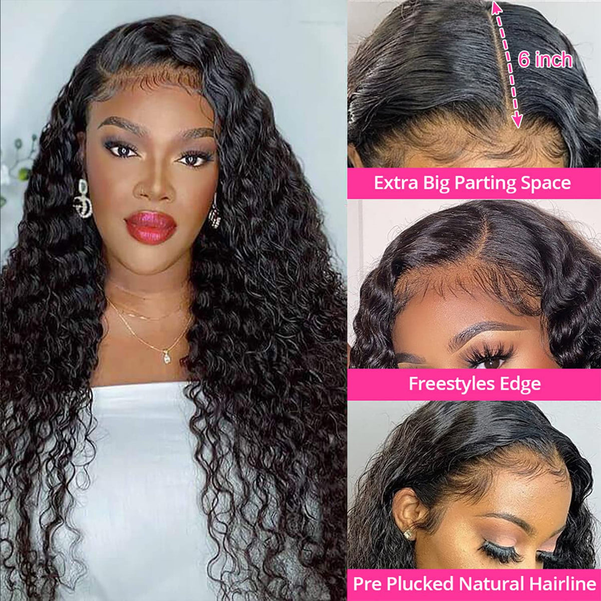 SNJON Brazilian virgin hair 13x6 lace front wig with baby hair for seamless parting