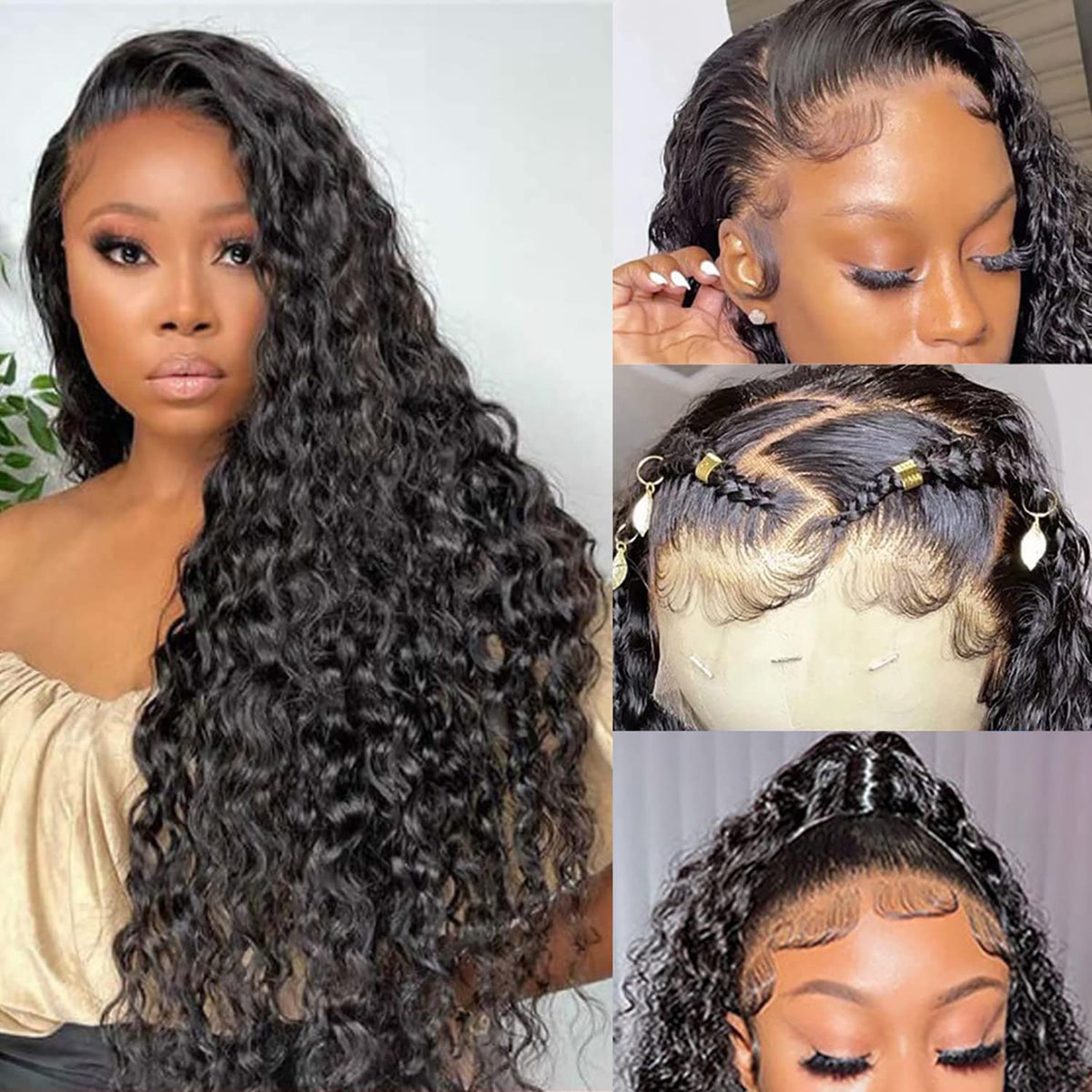SNJON pre-plucked wig with natural hairline and bleached knots
