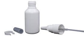Close-up of Snoot! nasal spray bottle showcasing durable HDPE and smooth pump.