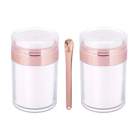 Snowso rosegold airless jar front view shows dual-pack for mess-free dispensing