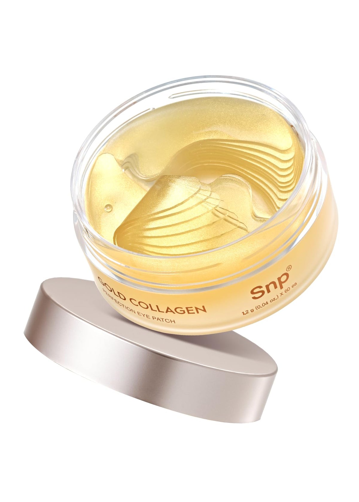 SNP 125Da collagen and 24K gold eye patch close-up for smoother under-eye skin.
