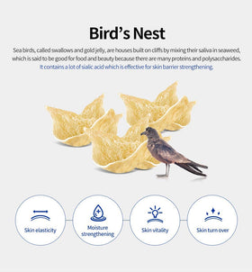 SNP BirdNest Hyaluronic mask ingredients banner emphasizes hyaluronic acid and bird nest extract.