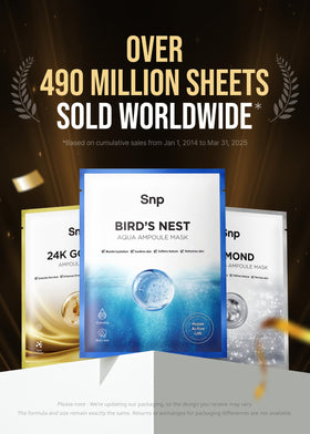 SNP BirdNest Hyaluronic mask lying-flat showcases generous serum for plump skin.