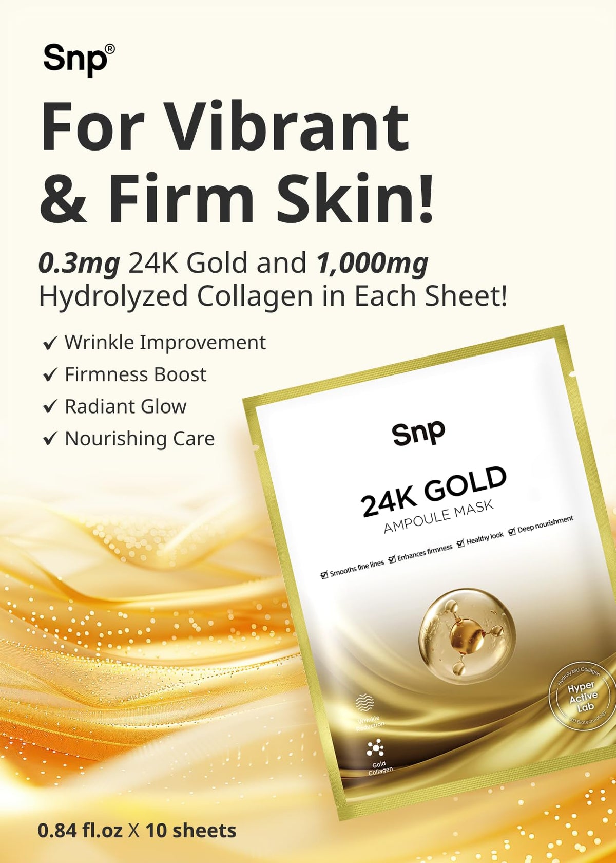 SNP skin-tightening and hydration sheet mask close-up for a firmer, more hydrated look
