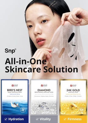 SNP Diamond sheet mask exfoliates dull skin for smoother texture.
