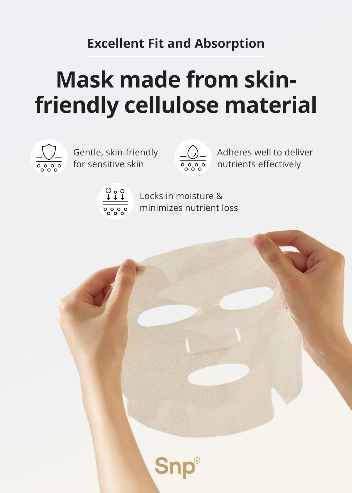 SNP Hydrating sheet mask boosts moisture for soft, comfortable skin.