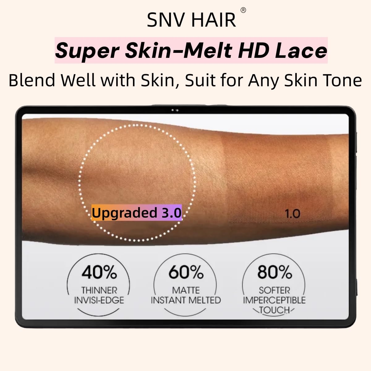 SNV Game Changer 5x5 wig glueless drawstring design enables quick at-home wear
