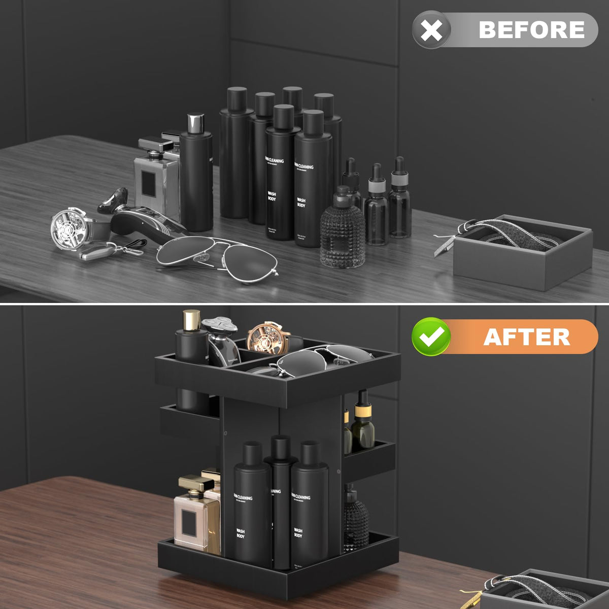 SNYTHX 8-Compartment 3-Level Shelf – versatile storage options.