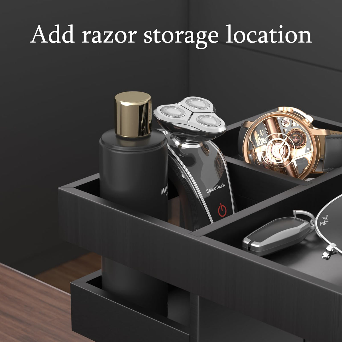 SNYTHX Wooden Bathroom Countertop Organizer – keeps essentials within reach.