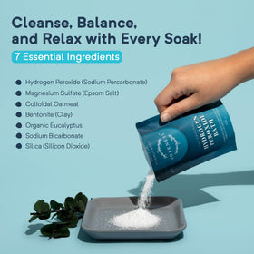 Soakness epsom salt crystals in tub for muscle relief during a warm soak