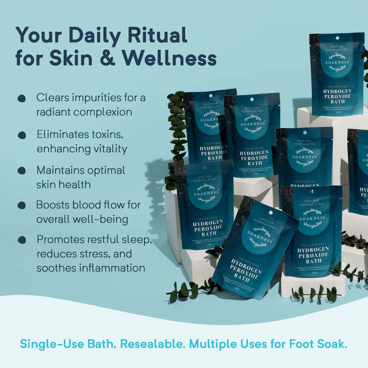 Soakness silicon dioxide bath additive enhances texture and cleansing feel