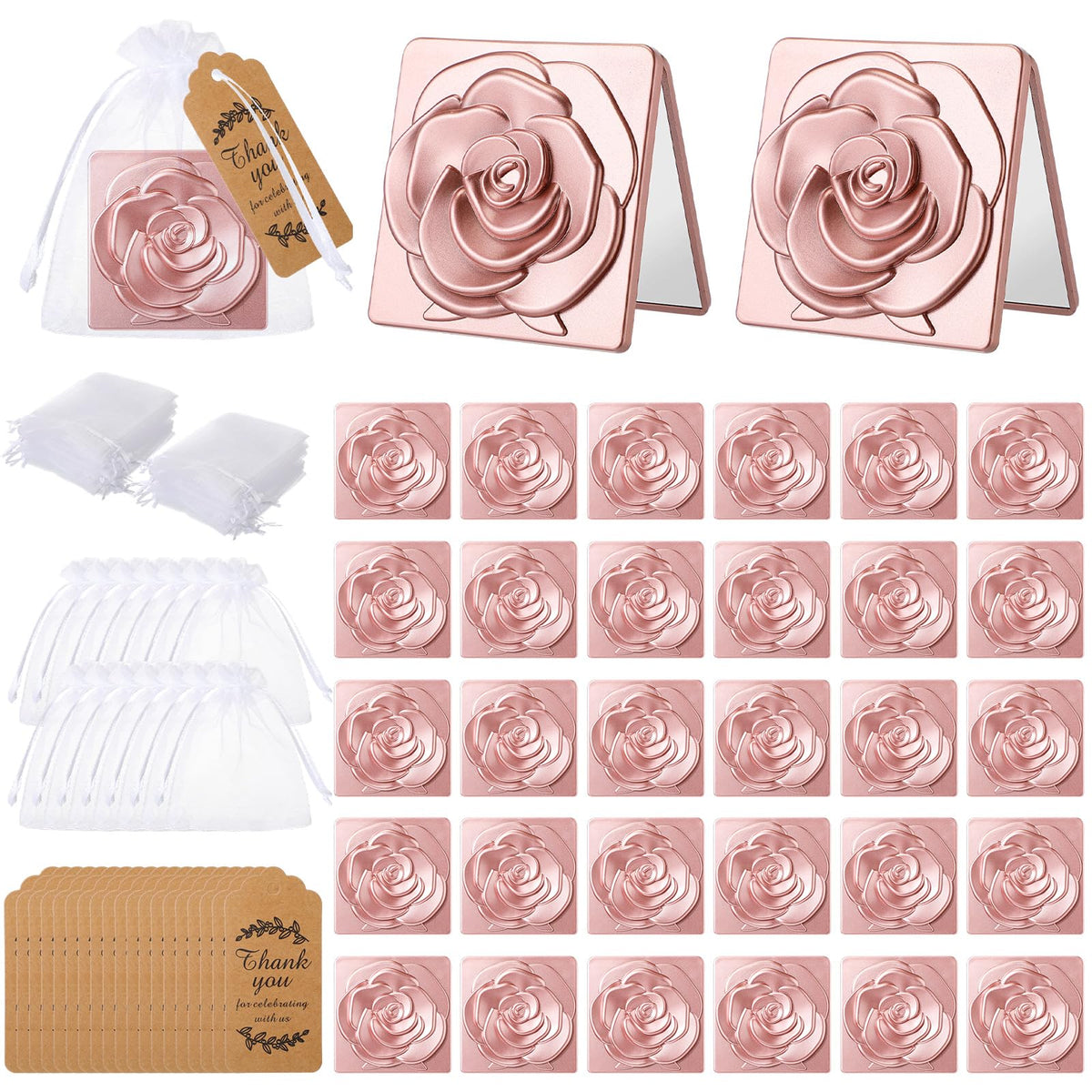 Soaoo rose compact mirror bulk pack in rose gold for elegant wedding favors