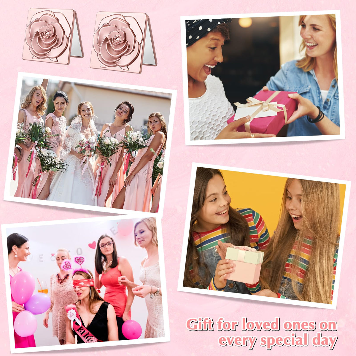 Soaoo rose-design party favor mirror detail adding romantic ambiance