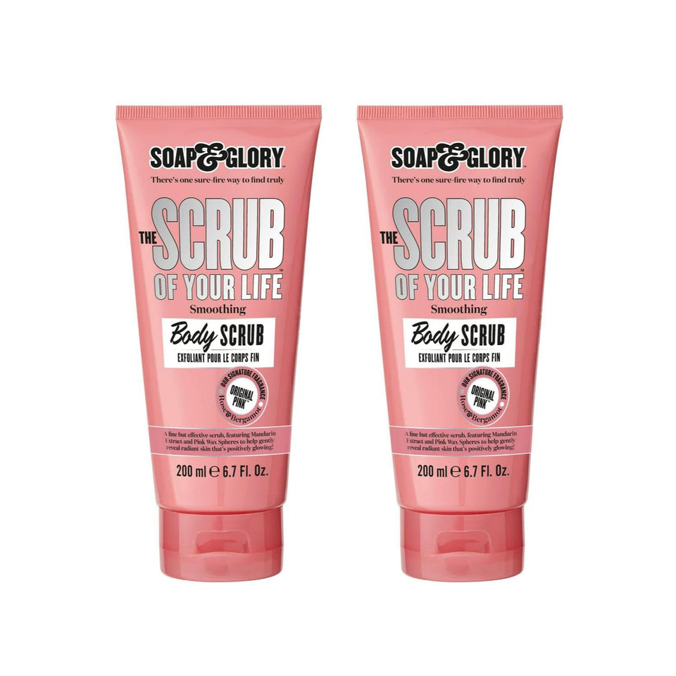 Soap & Glory Original Pink Scrub Of Your Life bottle front for smoother skin.