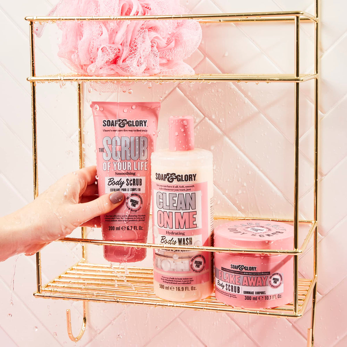 Soap & Glory Original Pink shea butter and vitamin E nourishes skin.