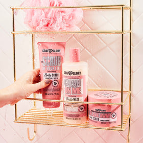 Soap & Glory Original Pink shea butter and vitamin E nourishes skin.