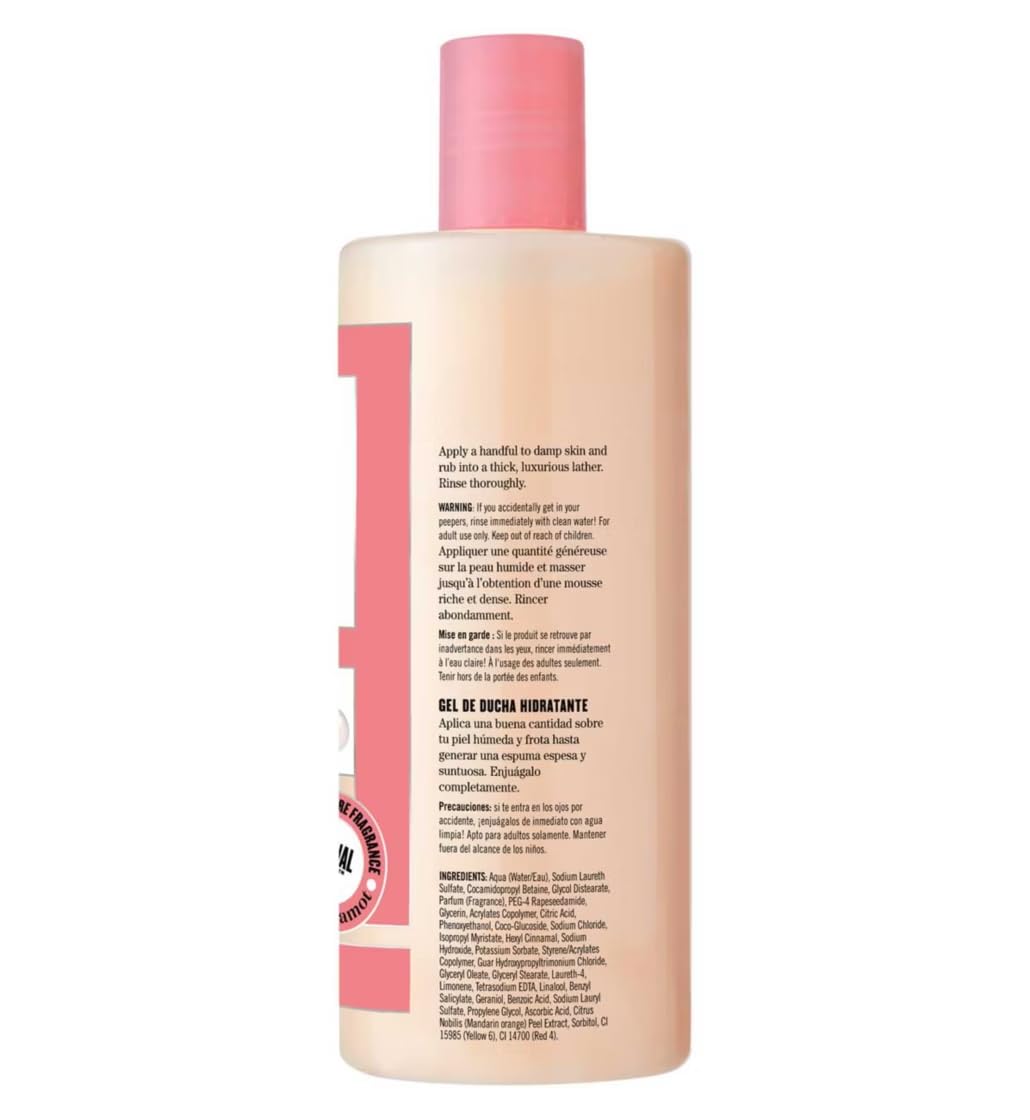Soap & Glory Clean On Me gel bottle close-up highlights luxurious lather and aroma